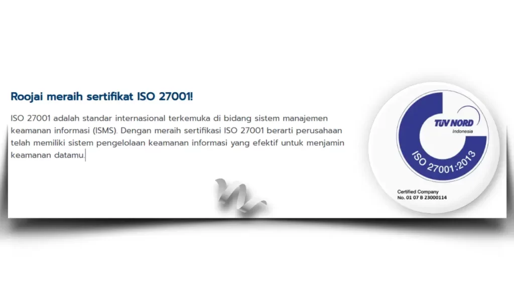 Roojai meraih sertifikat ISO 27001